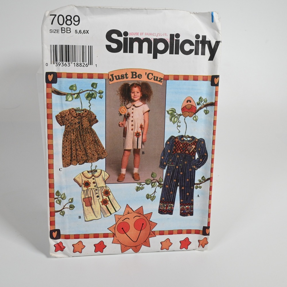 Simplicity 7089 Child Romper Dress Sewing Pattern 5-6-6X Uncut Factory Folded